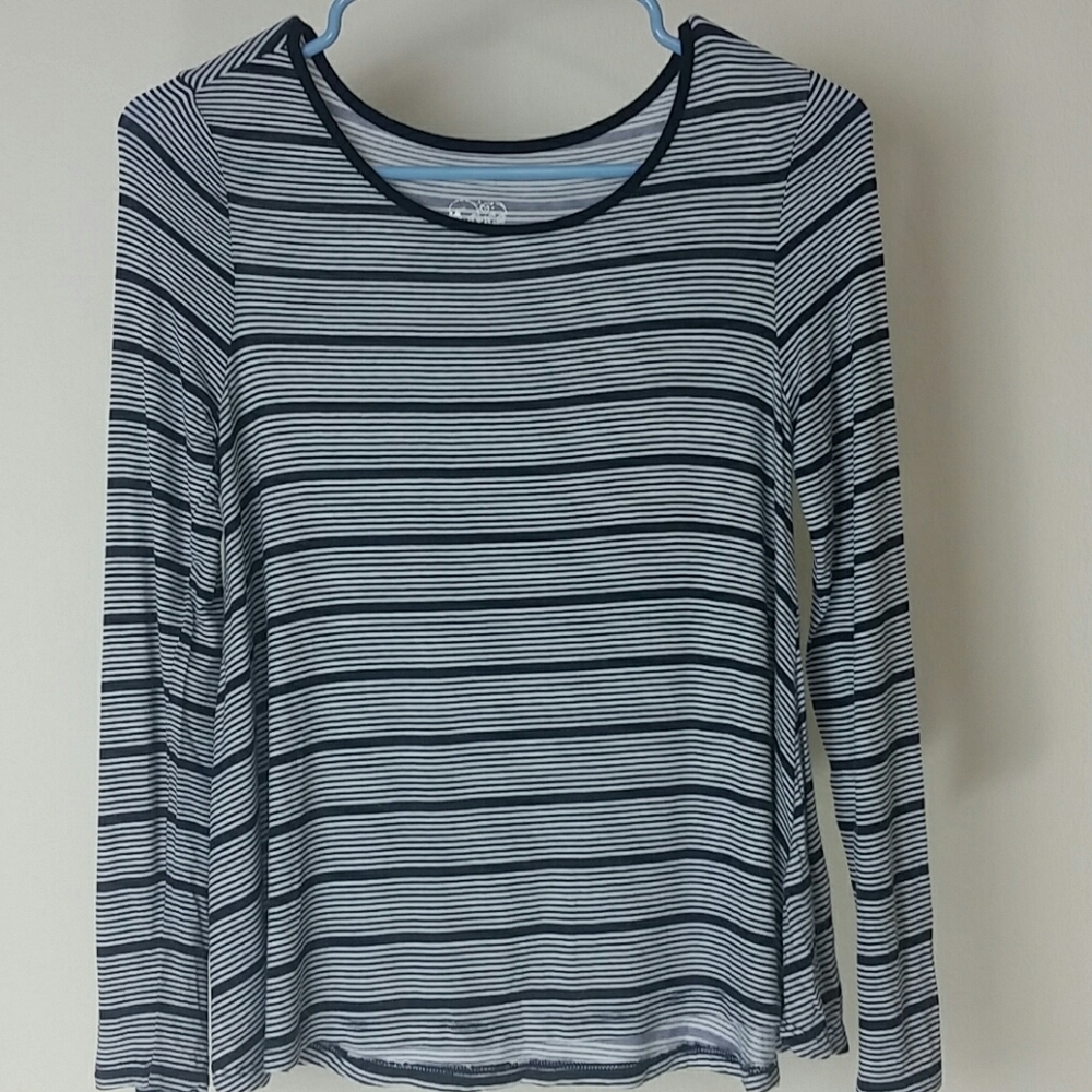 Justice t-shirt top blue white stripe long sleeve